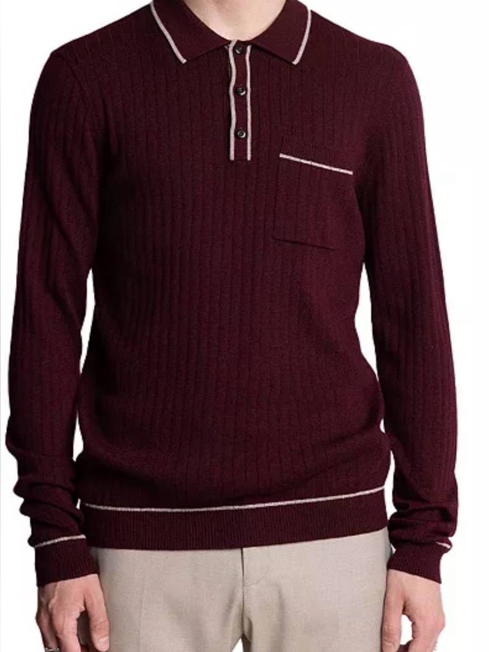 Paisley & Gray Men's Maroon Button-Up Sweater with Contrast Trim